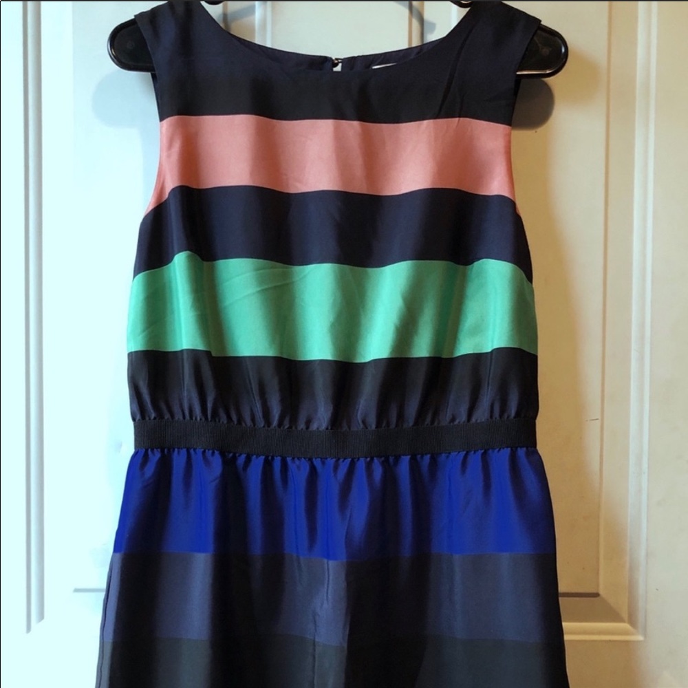 2/$22❤️ Loft Dress in Teal, Blue & Peachy Coral - Picture 3 of 8